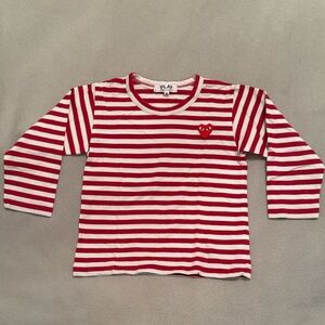 Comme des Garcons PLAY Red and White Striped Kids Long Sleeve Tee